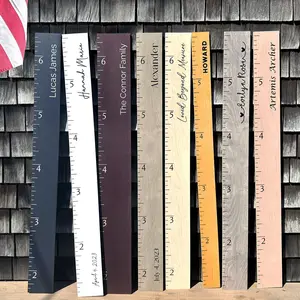 Farmhouse Boho Wooden Ruler Growth Chart Handcrafted USA Maple Plywood 4 Sizes Personalizable Free Ebook Pen Ideal for Memories Milestones
