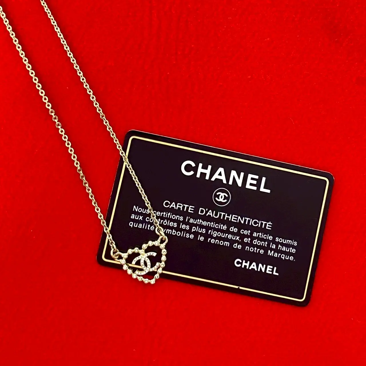 Pre-owned CHANEL Stainless Small Leather Goods Coco Mark Heart Motif Necklace