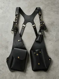 Vintage Leather Holster Style Chest Bag, Adjustable Harness Vest Crossbody Pack, Retro Streetwear Shoulder Bag for Casual Outings & Travel