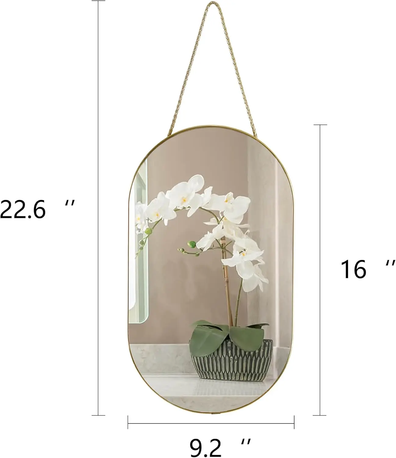 Oval Wall Mirror, Gold, Oval Shape, for Bathrooms and More (16x9.2 inch)