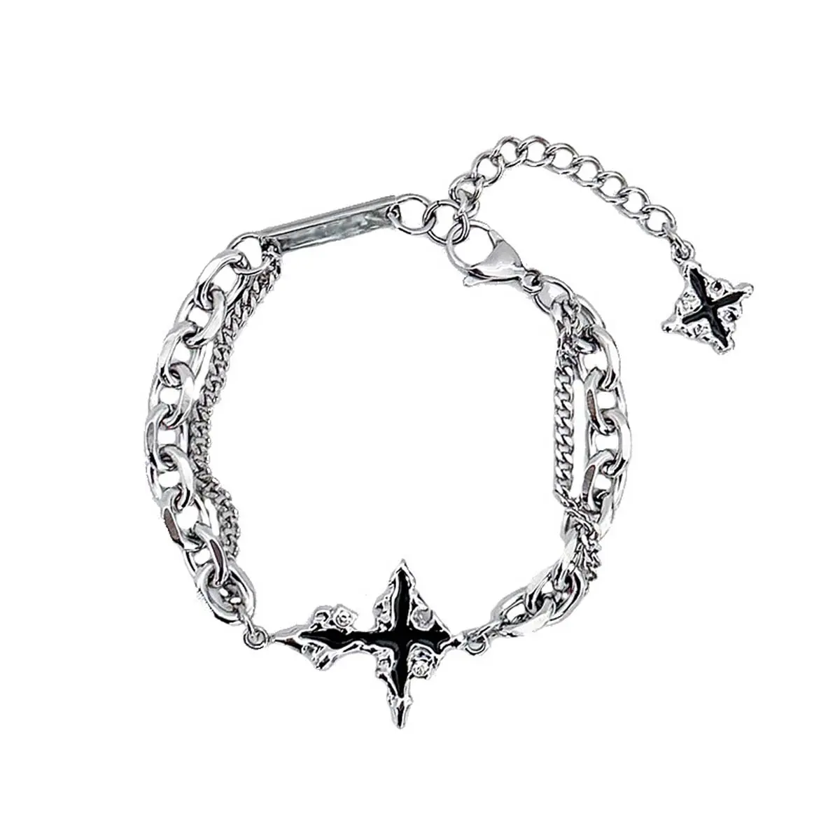 【JOYCE DESIGN】Hip-hop dissolved dark cross men's bracelet versatile niche design titanium steel street style unisex trendy gift