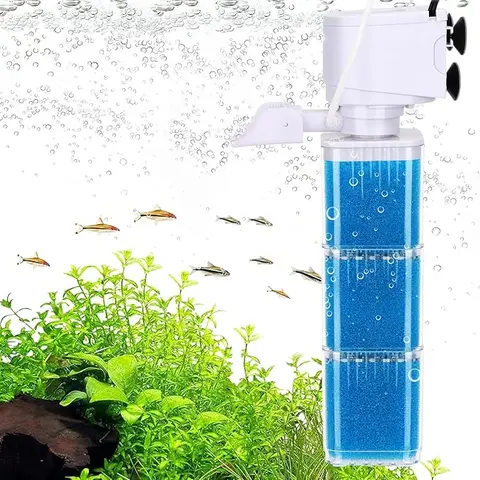 Aquarium Power Filter - Fish Tank Filter Aeration Adjustable for 40 to 100 Gallon Tank, Multi-Stages Bio Sponge Aquarium Filter for Filtration/Oxygenation/Waveker/Circulation Water Clean