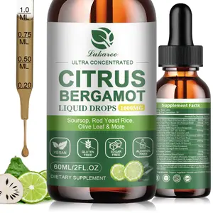 Citrus Bergamot Liquid Drops - Natural Supplement with Soursop, Red Yeast Rice, Garlic, Olive Leaf, Black Pepper - High Absorption - Support Overall Wellness - Soursop Bitters Liquid, 2 Fl Oz