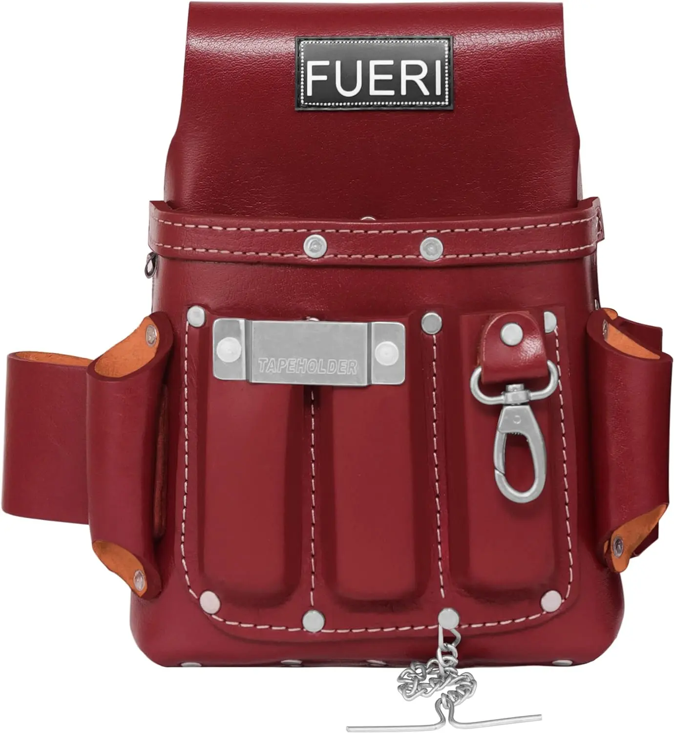 FUERI 4-Pocket Leather Electrician Belt Pouch Tool Organizing Bag, Durable Heavy-Duty Industrial Multi-Pocket Design Tool Bag for Electricians, Reinforced High-Quality, Durable Tool Bags