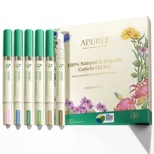 APUREE Organic Cuticle Oil Set – 100% Pure Cold-Pressed (6PCS), USDA Certified, Hexane-Free, Vegan, Moisturizes Dry Cuticles & Supports Nail Growth – Ideal for All Skin Types & Manicure Prep Nourishing