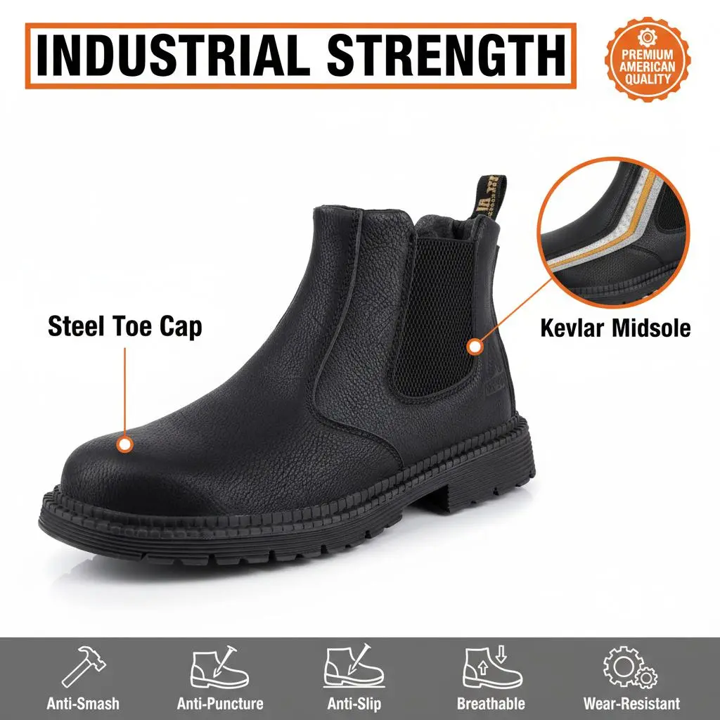 Women's & Men's Water-Resistant Safety Clogs, Breathable Slip-On Work Footwear with Puncture-Proof, Anti-Slip Soles for Kitchen Use