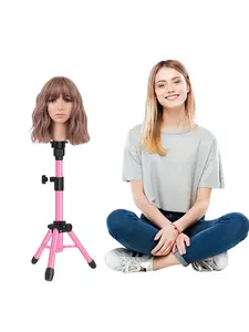 60cm Mini Wig Stand Tripod, Mannequin Head Stand, Fixed Human Model Head, Practice Head, Canvas Head, Professional Wig Installation Tool, Wig Head Holder