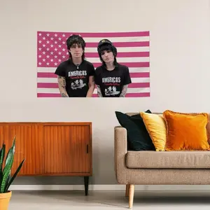 Tapestry Johnny Flag  Jake Funny Tapestry withGrommets Johnnie and Jake Pink American Falg for Bar Bedroom College Drm Room Girl Room Yard Garden Decor Gift Wall