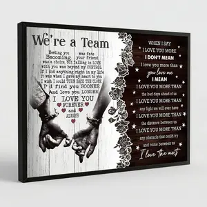 We're A Team Couple Poster Canvas Wall Art for Husband Wife Birthday Anniversary Couple Lover Home Decor Picture for Bedroom Living Room
