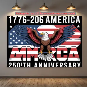 1pc America 250th Anniversary Eagle Wall Banner 2D Flat, Polyester Background Cloth for Patriotic Party Decor, Living Room Bedroom Office Home Decoration