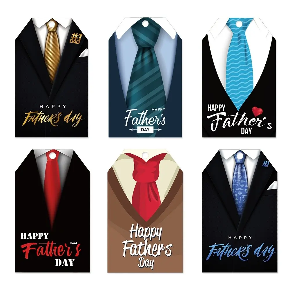 60pcs Paper Father's Day Gift Tags, Happy Father's Day Decoration, Gift Packaging Labels, Theme Gift Hang Tags, Perfect for Father's Day Gifts, Gift Wrapping Supplies, Gifts for Dad