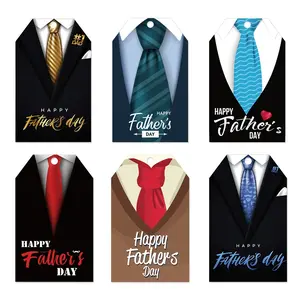 60pcs Paper Father's Day Gift Tags, Happy Father's Day Decoration, Gift Packaging Labels, Theme Gift Hang Tags, Perfect for Father's Day Gifts
