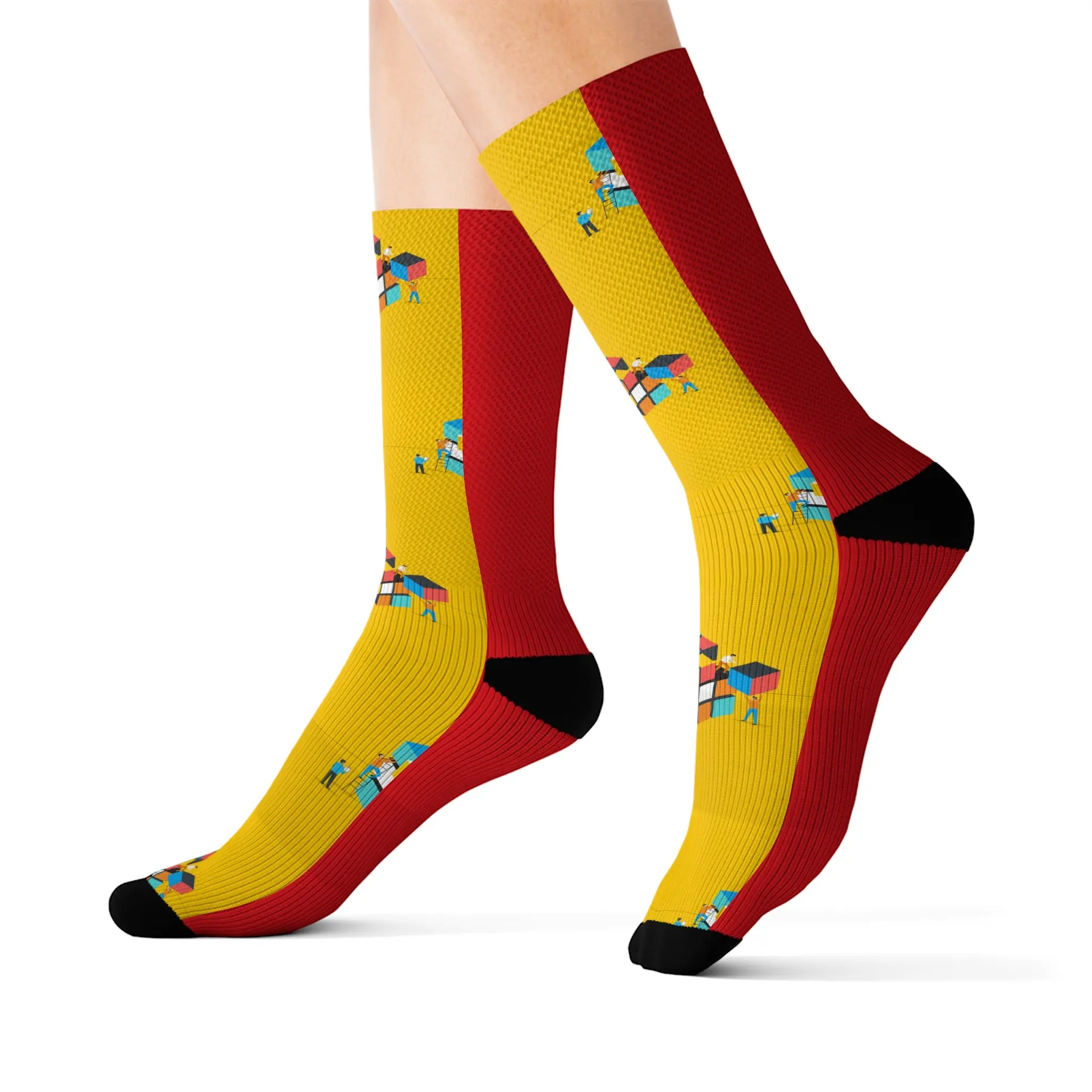 Menswear Sublimation Socks for Office Wear Ribbed Spandex Print Design for Man