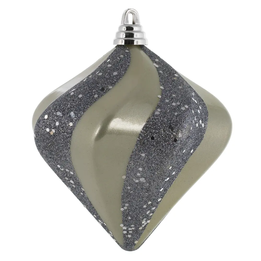 Vickerman 212 MAIN 6 in. Plastic Candy Glitter Swirl Diamond Christmas Ornament, Limestone Home Decor Ornament for Festive Home & Party Use, Home Decor Ornaments