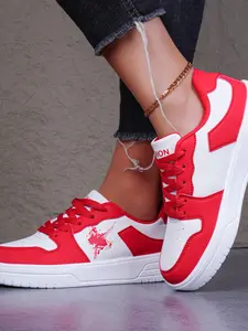 Colorblock Fashion Board Shoes for Women, Daily Commute Versatile Casual Sneakers, All Seasons PU Leather Eva Sole