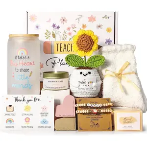 Teacher Gifts for Women, Teacher Appreciation Gift, Teacher's Gifts, Thank You Gift for Teachers Bulk basket Back to School End of Year for Christmas Thanksgiving with 16oz Glass Cup