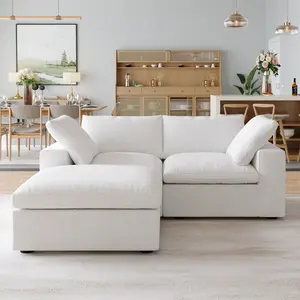 Oversized Plush Modular Sectional Sofa Sets Upholstered Convertible Cloud Couch with Washable Slipcover with Ottoman Storage