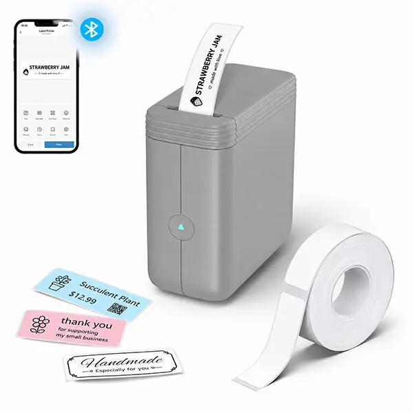 Label Printer, P24 Mini Inkless & Wireless Bluetooth Label Maker, 1 Set USB Rechargeable, Multiple Templates, Mini Portabel Sticker for Home Office Small Business Outdoor Storage
