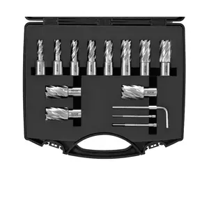 VEVOR Annular Cutter Set, 13 pcs Weldon Shank Mag Drill Bits, 7/16" to 1-1/16" Cutting Diameter, 1" Cutting Depth, M2AL HSS, Hex Wrench, Portable Case