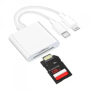 Sd Card Reader for iPhone iPad Camera,Dual Card Slot Memory Card Reader Supports SD and TF Card Trail Camera Viewer Sd Card Adapter Portable Micro Sd Card Reader No Application Required Plug and Play