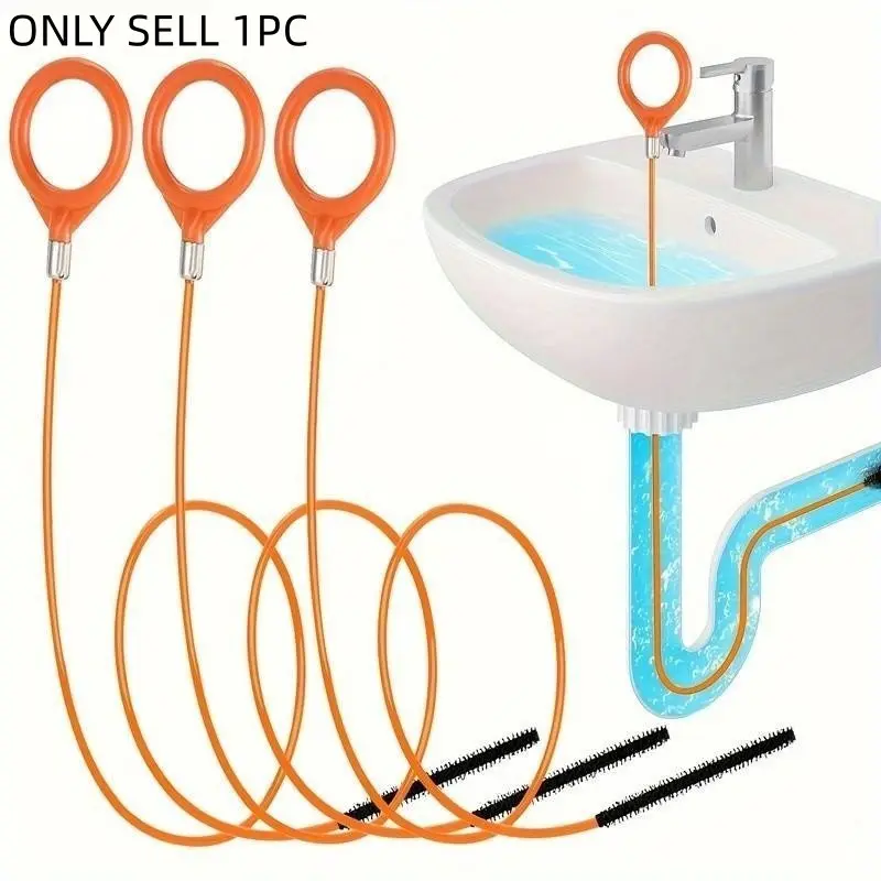 Extended Stainless Steel Drain Cleaning Hook with Nylon Coating, Flexible Snake Design, Drain Auger for Bathroom Sink, Bathtub, Shower Drains, Durable Nylon Material