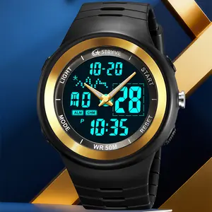 Men's Sporty Waterproof Quartz Watch – Fashion Multifunctional Timepiece, 48mm Large Dial, 50M Waterproof, Dual Display with Luminous, Alarm, Timer & Calendar, Soft Silicone Strap, Versatile for All Occasions, Ideal Gift for Him