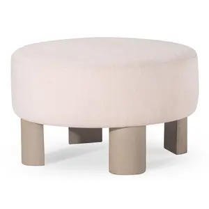 Maven Lane Celia Contemporary Upholstered Ottoman with Refined White Wood Finish