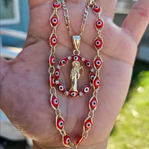 santa muerte Necklace con ojos