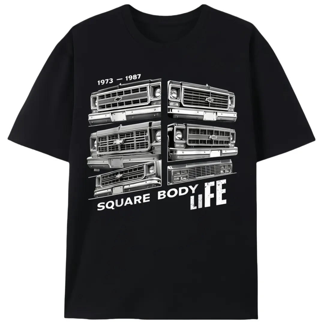 Unisex 180g 100% Cotton Knit Short-Sleeve Top, 1973-1987 Chevy Truck Print Fabric T-Shirt, Retro Car Lover Casual Sports Top, Shortsleeve