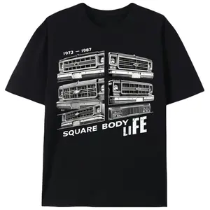 180g[100%cotton]Square Body Life Chevy Truck 1973-1987 T-Shirt, Unisex Classic Truck Graphic Tee, Retro Car Lover Casual Shirt