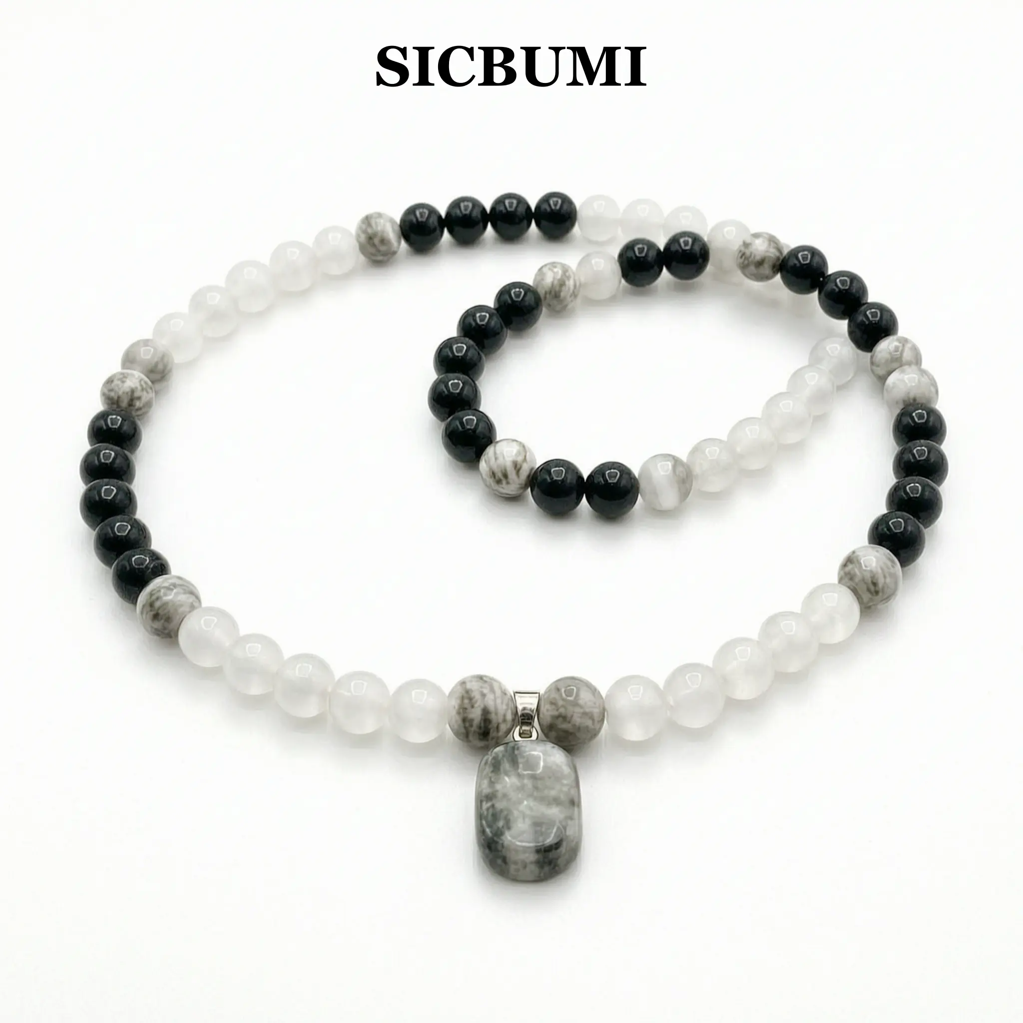 Sicbumi Beaded Gemstone Jewelry with Black Obsidian, Tiger Eye & Cat's Eye, a Grounding Necklace for Wealth & Prosperity, Colorful Beaded Necklaces, Bead Chain, Meaningful Design, Money Attraction, Carefully Chosen Gemstones, Elegant, Courage, Growth, Cla