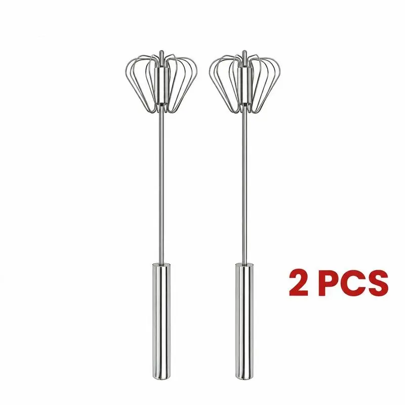 Stainless Steel Hand-Push Rotary Whisk, Food-Grade Rust-Resistant Kitchen Utensil with Sturdy Riveted