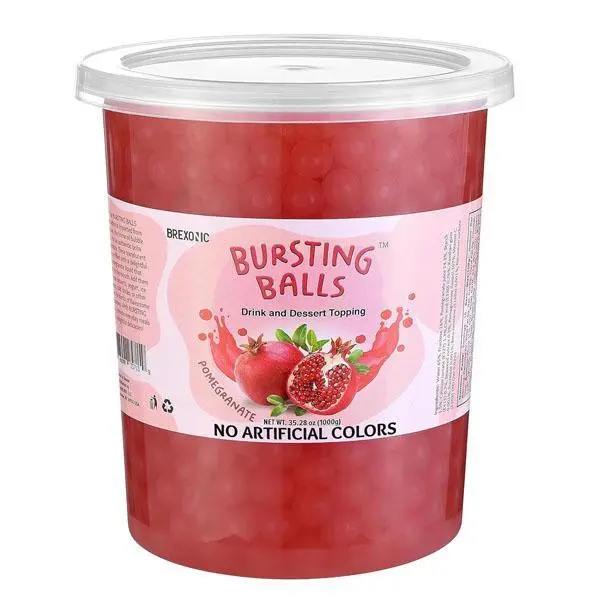 BREXONIC Popping Boba Pearls Bursting Tea Balls Drink & Dessert Topping Strawberry Mango Blueberry Passion Fruit Flavored Bubble Tea Tapioca Pearls (Pomegranate, 2 LB Pack of 1