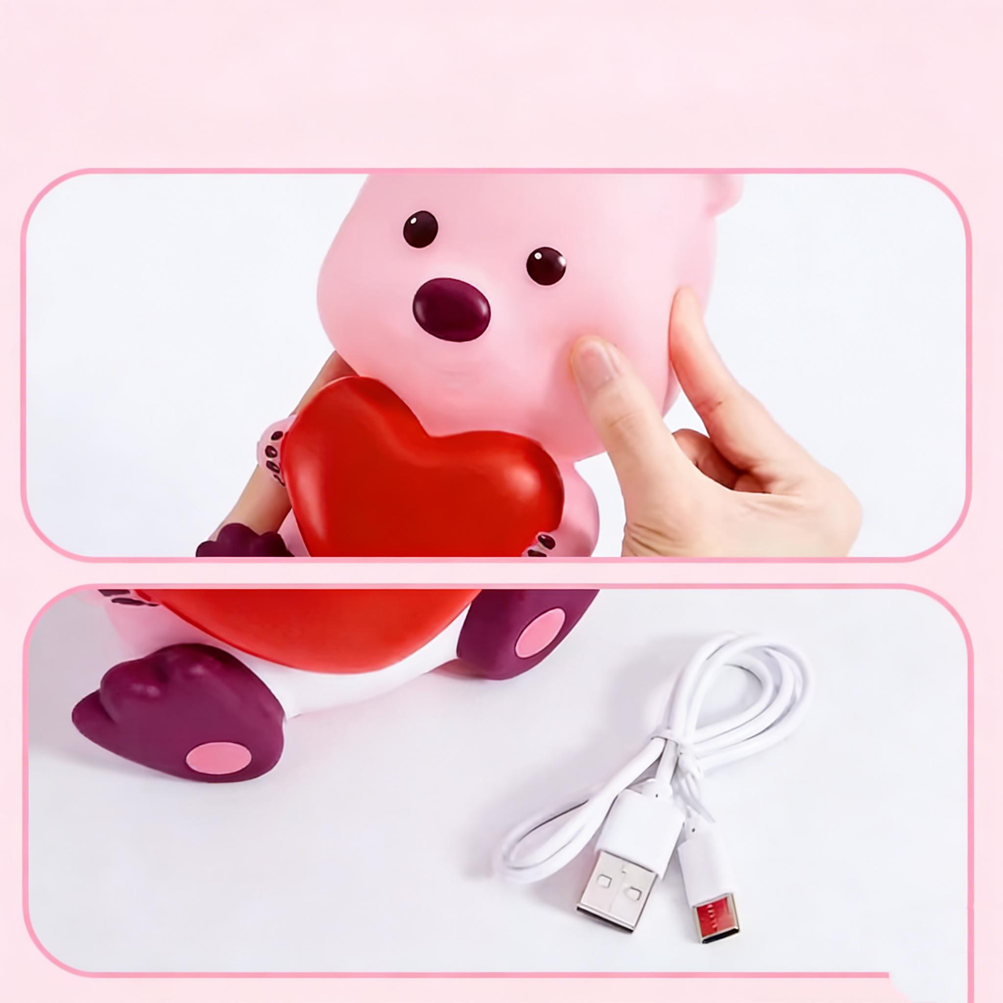 MINISO Zanmeng Ruby LED Night Light,Glowing Heart Design, Adorable Pink Character Lamp, Cute Bedside Decor, Perfect Gift for Kids Holiday Gift Birthday Gift Children's Day Gift