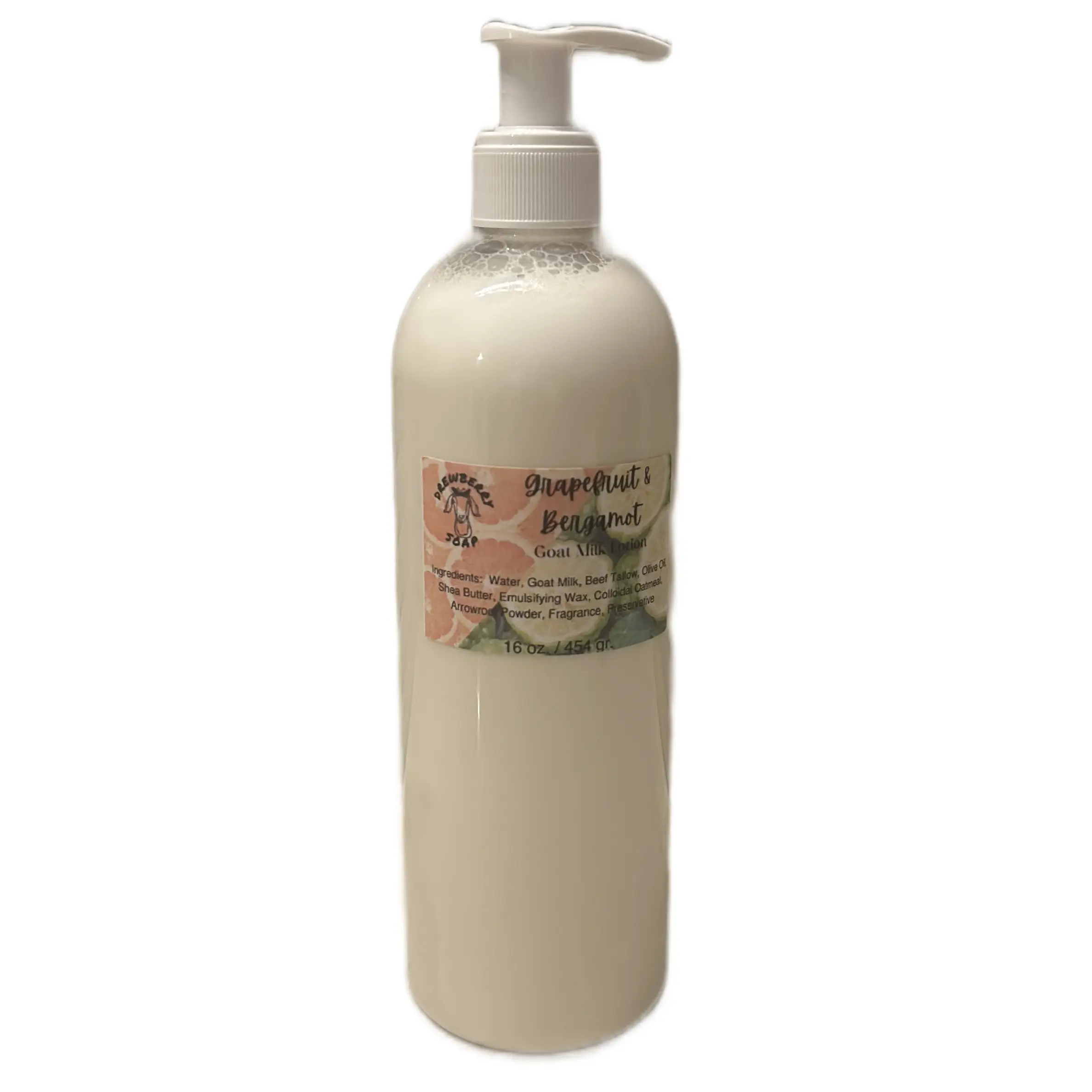 Grapefruit & Bergamot Goat Milk Lotion - Moisturizing Body Lotion with Drewberry Soap - Body Care, Comfort Scent Gentle Skin Care Skin Repair Scented Cosmetic
