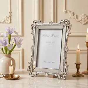 Rococo Baroque Relief Frame, Elegant Scroll Pattern, Luxury Metal Finish, Vintage Style, Dual Use Wall Hanging & Desktop Decor, Home Wall Decor