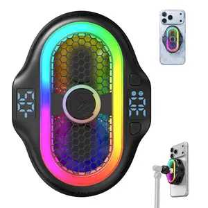 Portable Magnetic Phone Cooler, 15W Fast Wireless Charger, Radiator with Removable Grip, Dual Digital Display, Silent Fast Cooling Fan for Gaming, Live Streaming, Vlogging