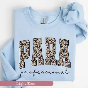 Leopard Para Paraprofessional Short Sleeve T-SHIRT / Sweatshirt / Hoodie , Paraprofessional SHORT SLEEVE, Para Squad tee, Teacher Aide Cotton Fabric Fit