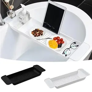 Bathtub Shelf Extendable Bathroom Bathtub Tray Shower Caddy Bamboo Bath Tub Rack Towel Book Holder Storage Organizer Accessories