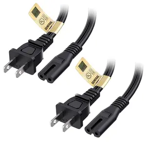 [UL Listed] Cable Matters 2-Pack 2 Prong TV Power Cord - 10Ft, AC Power Cord, Non Polarized (NEMA 1-15P to IEC C7), Compatible with Samsung LG Sony Insignia TCL Sharp Toshiba Hisense TV PS4 PS5 Cable Matters