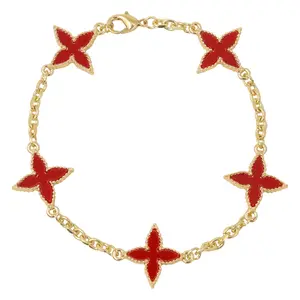 8mm Multi Charm Link Bracelet with Double Sided Charms – Gold Tone