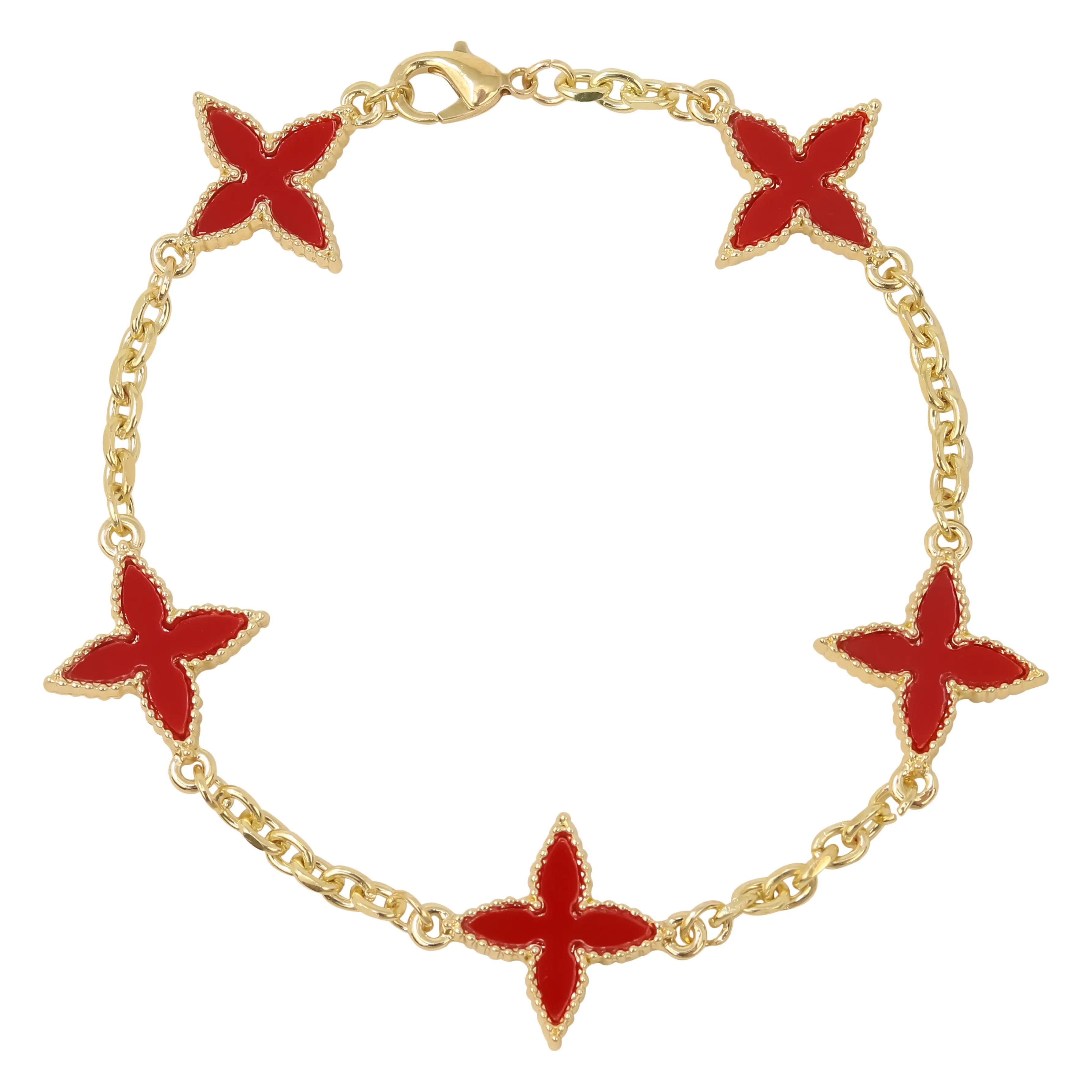 8mm Multi Charm Link Bracelet with Double Sided Charms – Gold Tone – Alloy with Coated Finish