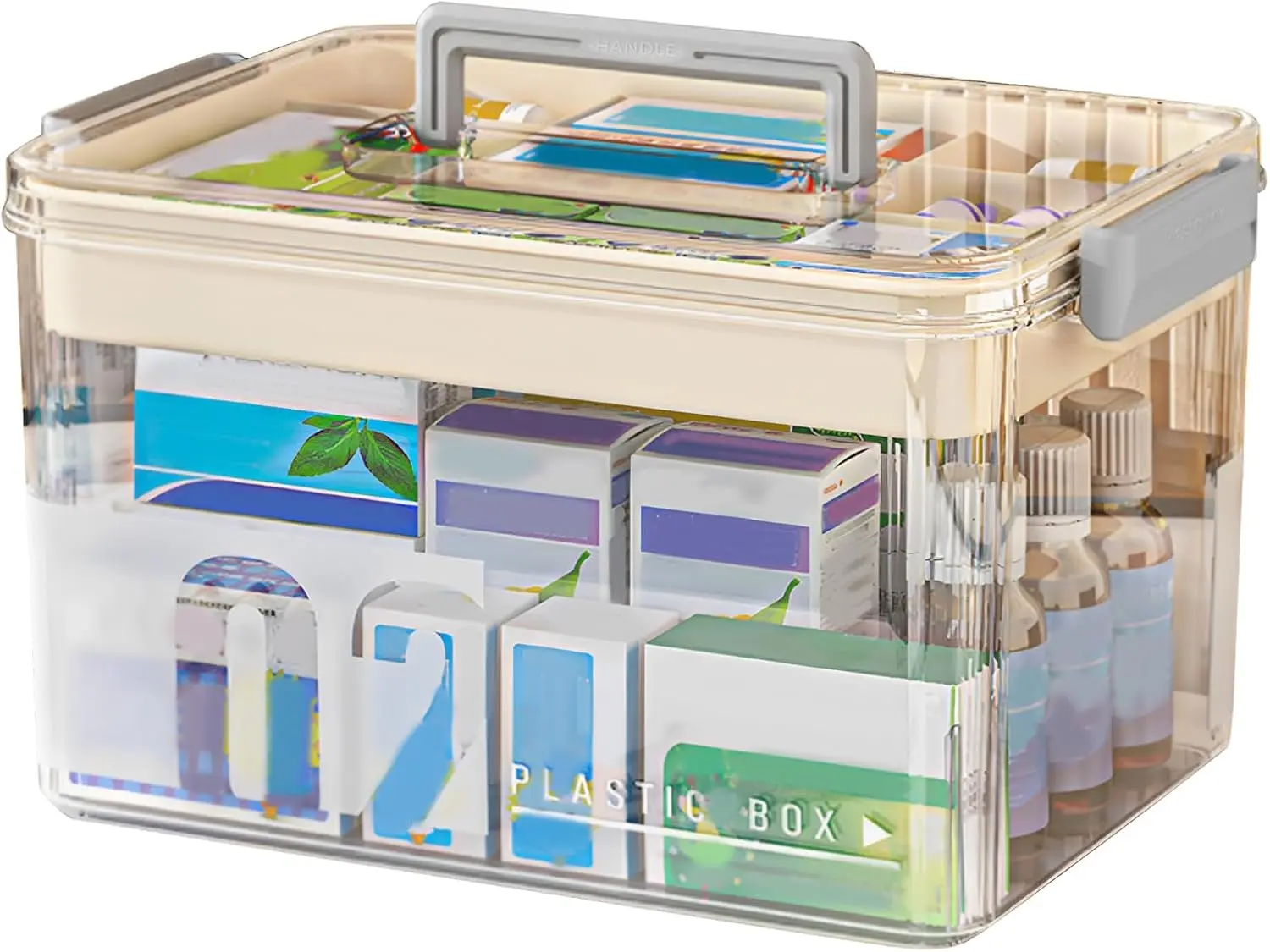 Transparent Plastic Portable Sealing Medicine Organizer Storage Box - Home Supply, Modern Rectangular Waterproof Medical Case with Handle and Thick Lid, Multipurpose Mobility-Focused Empty First Aid Container