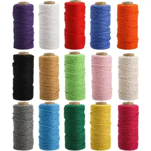 15 Rolls Macrame Cord, 2mm x 480 Yards  Cotton Twine String Cord, 3 Strand Twisted Soft Macrame Rope for Artworks, Wall Hanging,  Hangers, Crafts, Knitting, Wrapping String