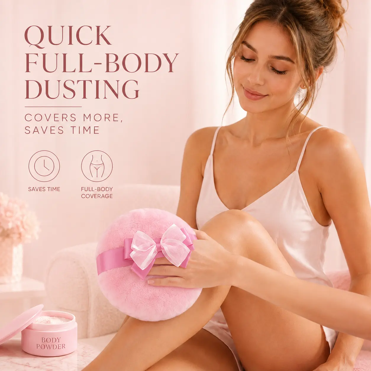 Extra Large Reusable Beauty Puff - Polyester Baby Fleece Makeup Puff, Ultra-Thick Dense Long-Lasting Material, Wet-Dry Dusting Tool, Hypoallergenic Sensitive-Safe for Even Cosmetics & Body Care Application on All Skin Types