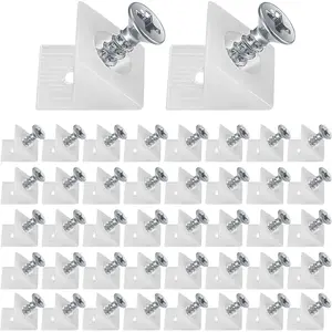 120 Pcs Drawer Reinforcement Repair Kit with Screws, Drawer Bottom Support Brackets Fixing Mending Wedges Plastic Angle Code Bracket Fasteners for Furniture Sagging Drawer