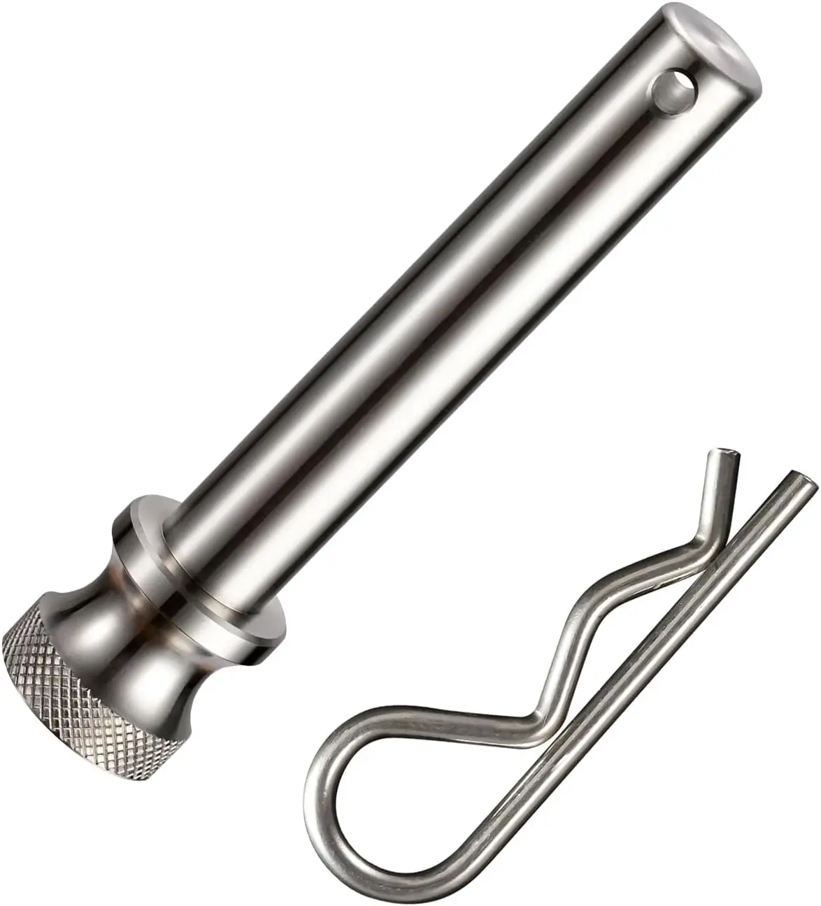 Stainless Steel Trailer Hitch Pin and Clip - 5/8'' Dia Towing Hardware Fastener, Compact Size, Fits 2" or 2.5" Receiver, Easy to Install (1 Pack)