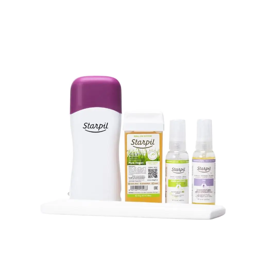 Roll-On Wax Starter Kit - Includes Wax Cartridges, Wax Warmer, Strips, & Pre and Post Care bundle