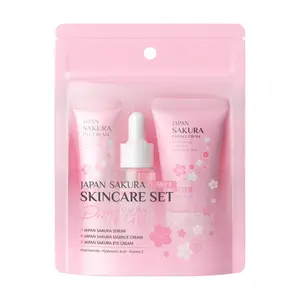 Morning Cherry Blossom Skincare! 3-Piece Set: Serum+Eye Cream+Face Cream, All-Day Glow