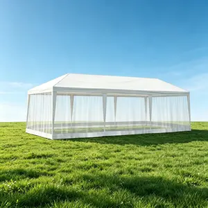 10'X10'/20'/30' Bug Screen Party Tent, Outdoor Canopy Gazebo With Removable Mesh Sidewalls, Summer Vibes, Dealsforyoudays